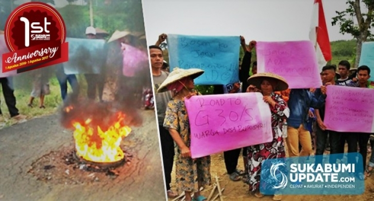 Warga Bumisari Kabupaten Sukabumi, Tanam Singkong di Jalan Simpang Lio